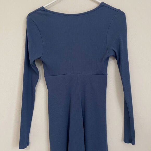 Alya Long-Sleeve Ribbed Knit Blue Bodycon Dress - Size S - For a good cause! - Picture 3 of 5